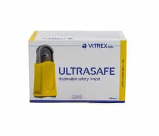 Turvalansetti Vitrex Ultrasafe 26G x 1,8mm kelt. 100 kpl